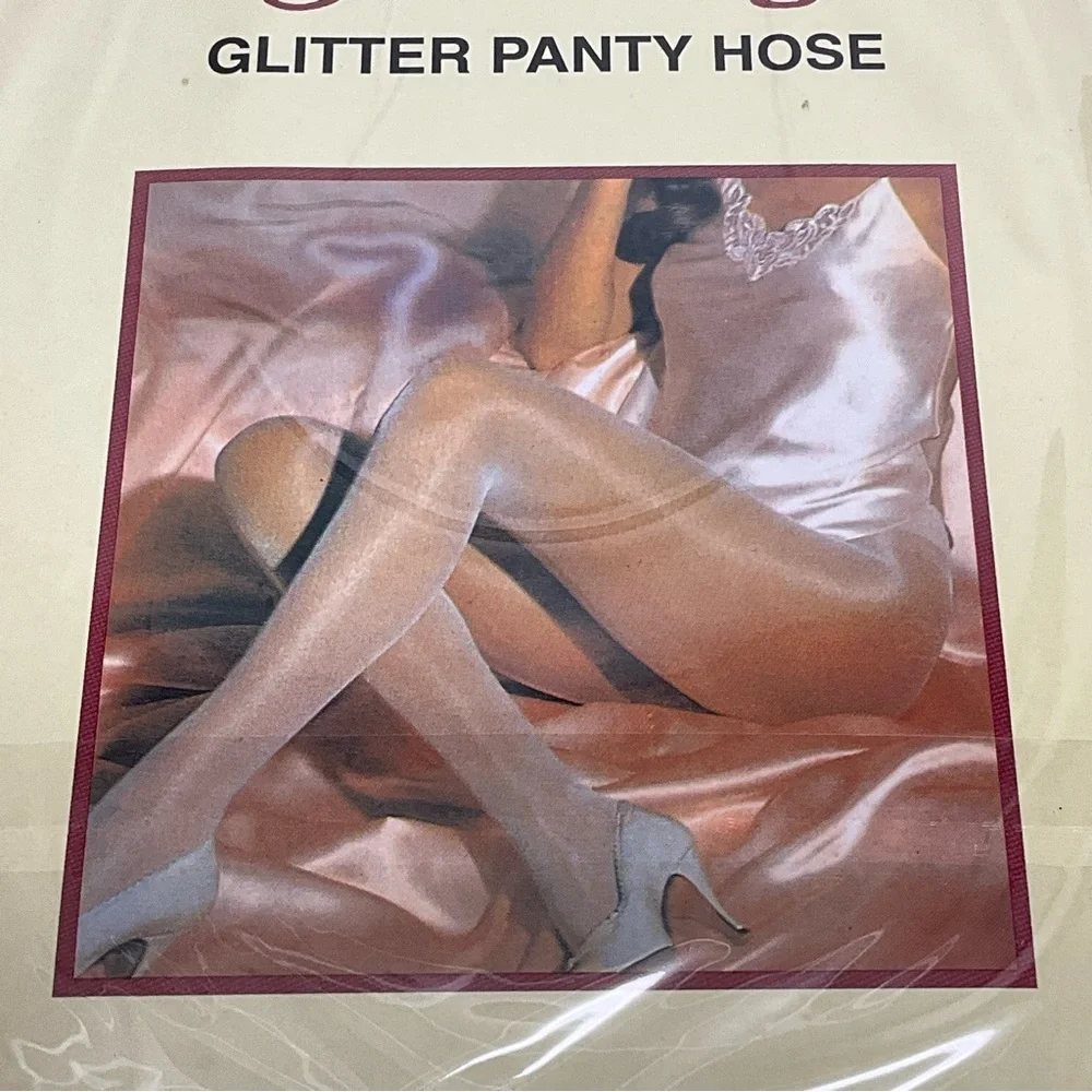 VINTAGE NuLeg sz OS Panty Hose (2 pairs) Glitter Nylon Black (1/3)